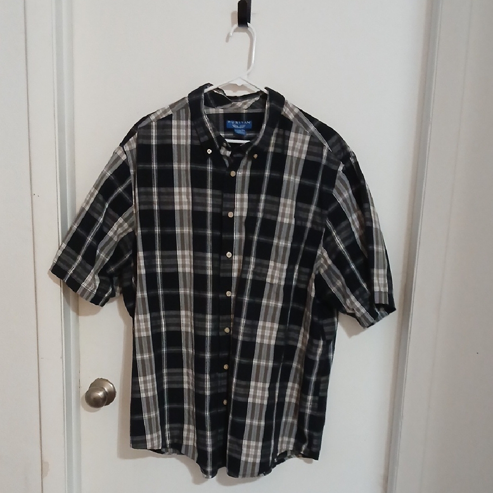 Puritan Black and White Plaid Casual Shirt